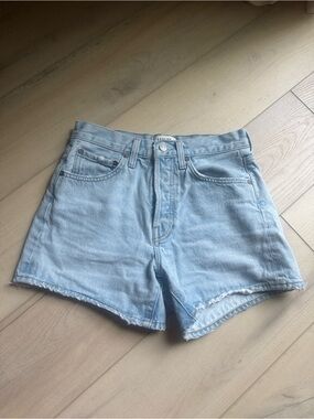 AGOLDE Light Wash High-Rise Denim Shorts, size 24